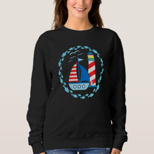 Sudadera Faro Colorido Con Velero Y Gaviotas Y