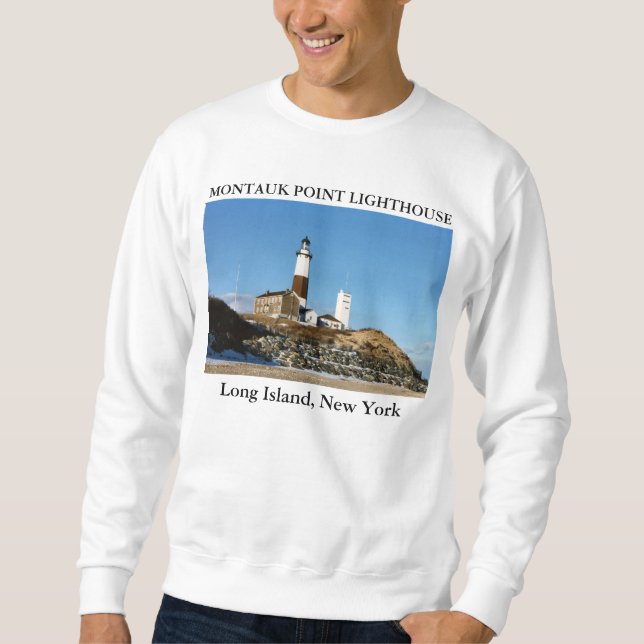 Sudadera Faro del punto de Montauk, Long Island Nueva York (Anverso)