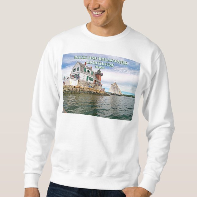 Sudadera Faro del rompeolas de Rockland, camiseta de Maine (Anverso)