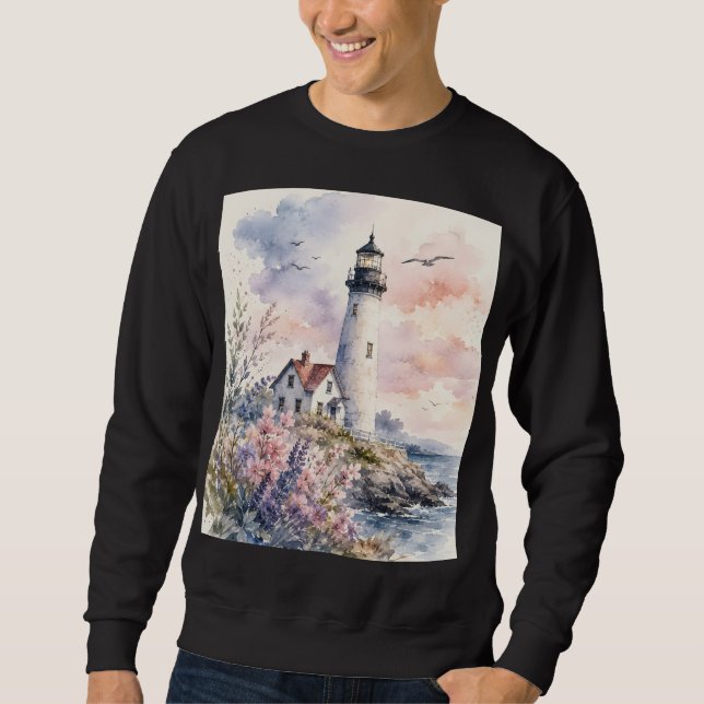 Sudadera Faro pintado a la acuarela (Anverso)