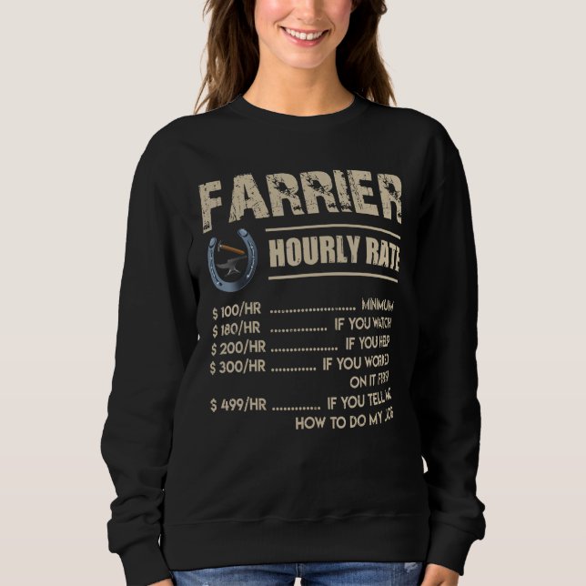 Sudadera Farrier Horse Tee Farrier Tarifa Horaria (Anverso)