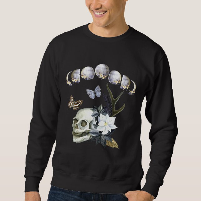 Sudadera Fases De La Luna De La Calavera De La Mariposa De  (Anverso)