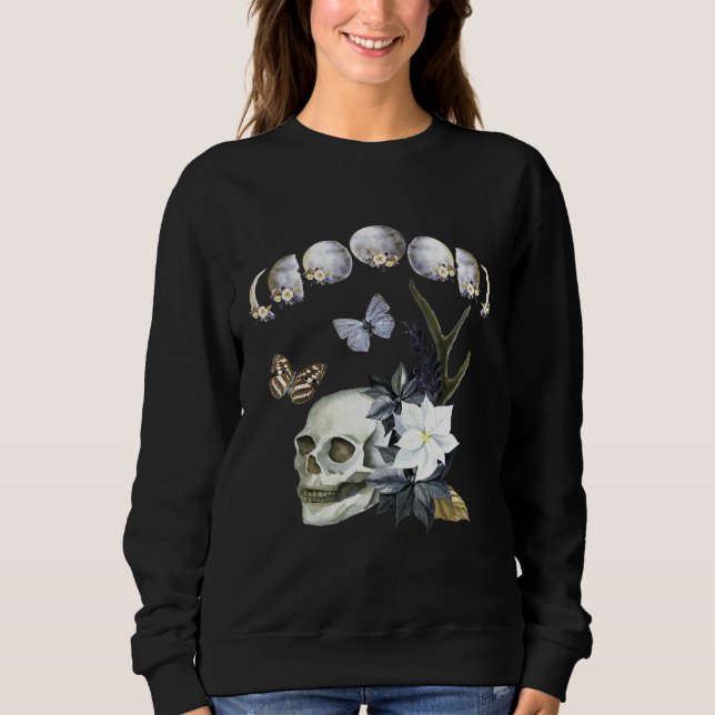 Sudadera Fases De La Luna De La Calavera De La Mariposa De  (Anverso)