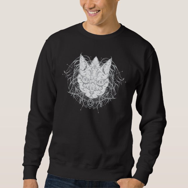 Sudadera Fases De La Luna Oculta De Gato Pagan Wicca Wicca (Anverso)