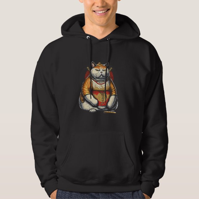 Sudadera Fat Cute Cat Japanese Samurai Sumo Animal 1 (Anverso)