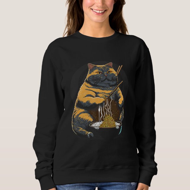 Sudadera Fat Cute Cat Japanese Samurai Sumo Animal Art (Anverso)