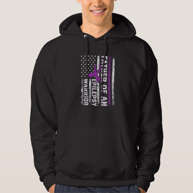 Sudadera Father of a Warrior Epilepsy Purple Ribbon Support (Anverso)