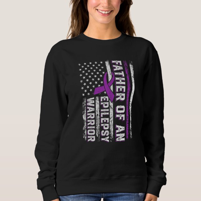 Sudadera Father of a Warrior Epilepsy Purple Ribbon Support (Anverso)