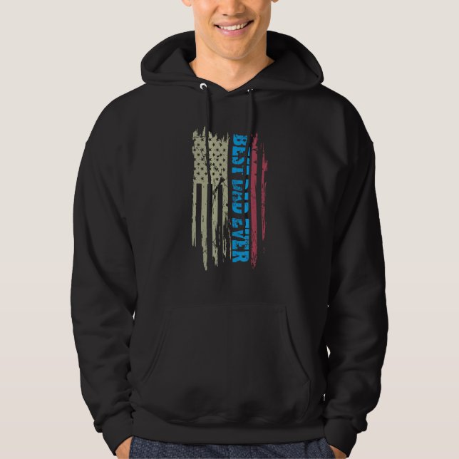 Sudadera Father s day Best dad ever with US american flag 1 (Anverso)