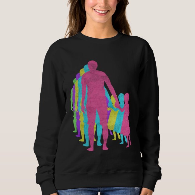 Sudadera Fathers Day Daughter Holding Hand Love 80s Colors  (Anverso)