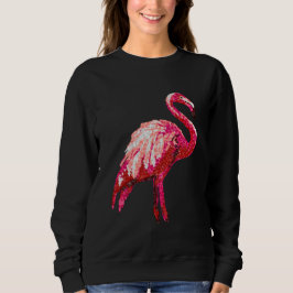 Sudadera Faux Sequin Printed Tropical Flamingo Bird