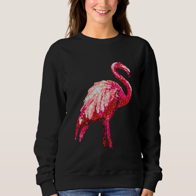 Sudadera Faux Sequin Printed Tropical Flamingo Bird (Anverso)