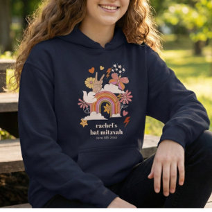 Sudadera Favor personalizado para Bat Mitzvah Hippie Groovy