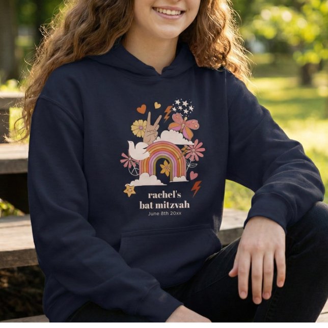Sudadera Favor personalizado para Bat Mitzvah Hippie Groovy (Subido por el creador)