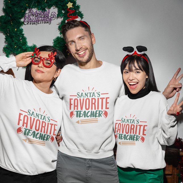 Sudadera favorita de navidades de profesores de Sa (Santa's favorite teacher christmas sweatshirt
)