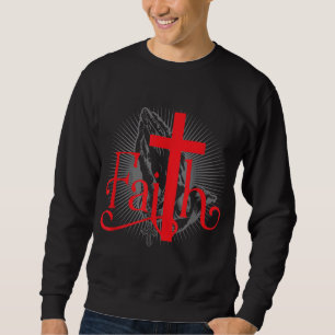 Sudadera Fe con la cruz cristiana y manos rezando Jesús