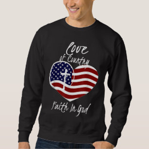Sudadera Fe Cristiana Patriótica En Dios Corazón Cruzada Am