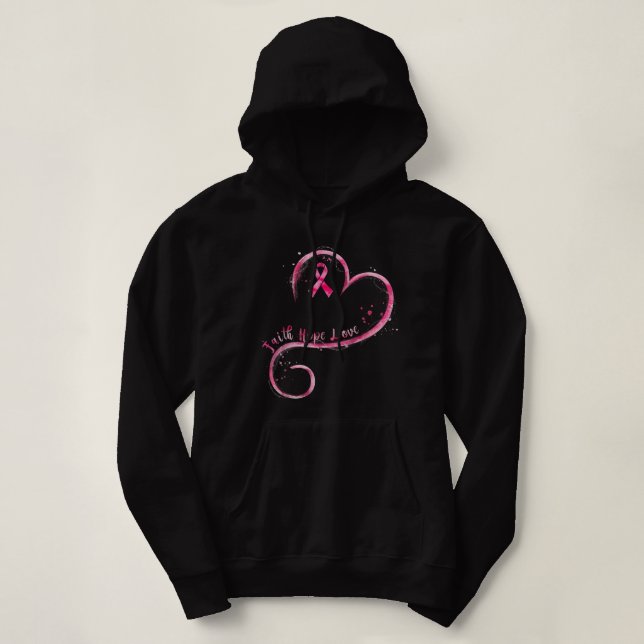 Sudadera fe esperanza amor conciencia del cáncer de mama ci (Diseño del anverso)
