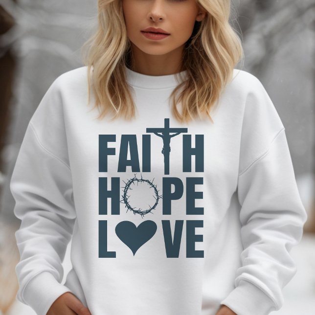 Sudadera Fe Esperanza Amor Jesús Religión Cristiana (Elevate your style with our cozy sweatshirt featuring a design that embodies faith, hope, and love.)
