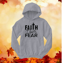 Sudadera Fe moderna por miedo a la camiseta gris de texto N