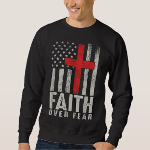 Sudadera Fe por miedo Guay Bandera Estadounidense Christian