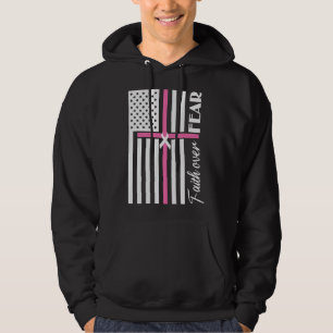 Sudadera Fe sobre miedo Bandera de la Cruz Rosa