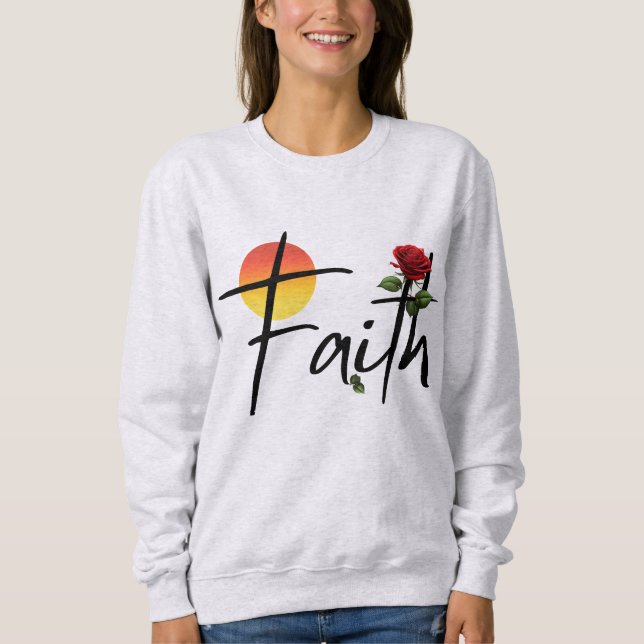 Sudadera Fe Tipografía Negra Con Rosa (Anverso)