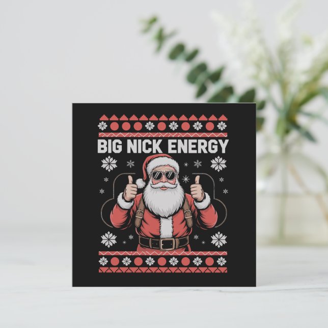 Sudadera fea de Navidad con energía de Big Nick Sa (Anverso de pie)