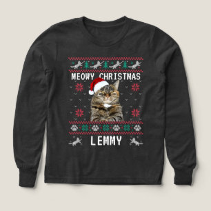 Sudadera fea de Navidad personalizada con gato y f