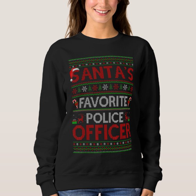 Sudadera Fea Navidad iluminando a oficial de policía favori (Anverso)