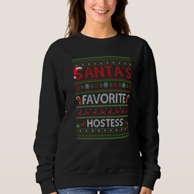 Sudadera Fea Navidad iluminando Santa S Hostess Favorito Cr (Anverso)