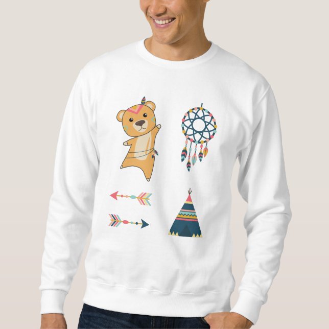 Sudadera Feather Teddy Fashing de oso amarillo indio (Anverso)