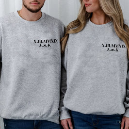 Sudadera Fecha personalizada Novia numérica romana