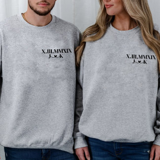 Sudadera Fecha personalizada Novia numérica romana