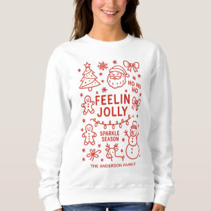 Sudadera Feelin Jolly   Doodles de Navidades dibujados a ma