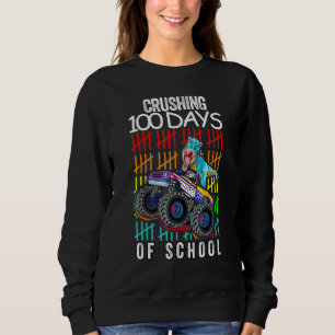 Sudadera Felices 100 Días De Colegios Niños Monstruo Dino