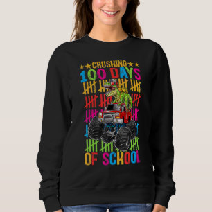 Sudadera Felices 100 Días De Colegios Niños Monstruo Dino