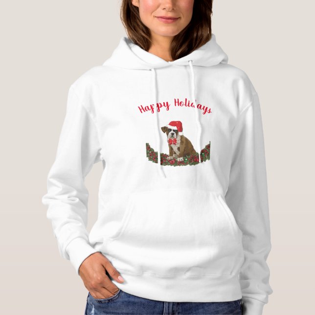 Sudadera Felices fiestas Boxer Dog Santa Hat Cute (Anverso)