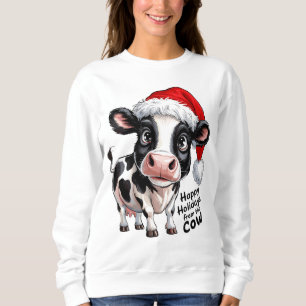 Sudadera Felices fiestas Cow Santa Hat