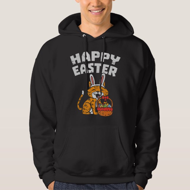 Sudadera Felices gatos de Pascua Conejo Huevos Cesta de gat (Anverso)