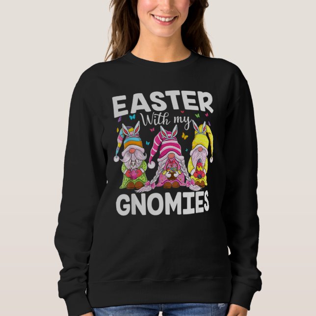 Sudadera Felices gnomos de Pascua con orejas conejitas Huev (Anverso)