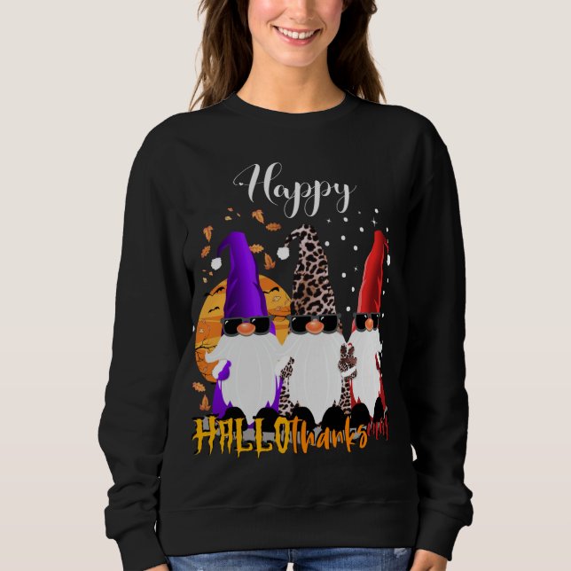 Sudadera Felices Hallothanksmas Gnomes Halloween Navidades (Anverso)