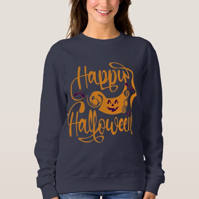 Sudadera Felices murciélagos de Halloween jack o lantern (Anverso)