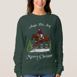 Sudadera Felices Navidad, caballo de salto inglés ecuestre