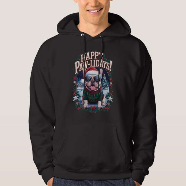 Sudadera Felices Pawlidays Bulldog francés Feliz Navidad (Anverso)