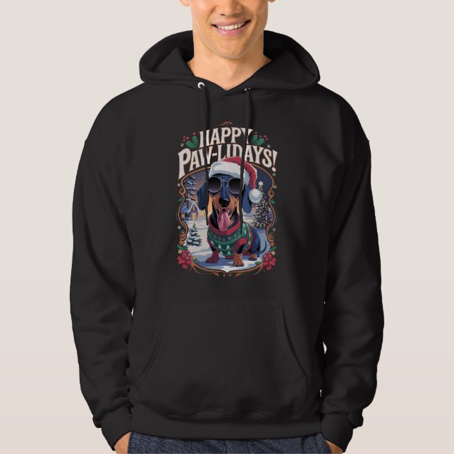 Sudadera Felices Pawlidays Dachshund Feliz Navidad (Anverso)