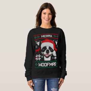 Sudadera Felices Woofmas Navidad de Boston Terrier