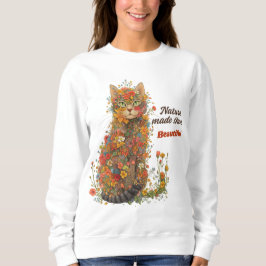 Sudadera Felina Floral Hecha Por La Naturaleza Her