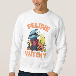Sudadera Feline Witchy Funny Spooky Halloween Cat Kitten