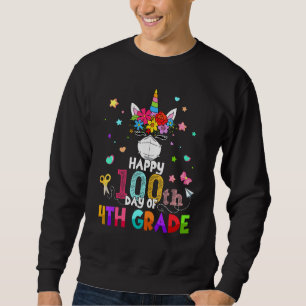 Sudadera Feliz 100° Día del 4º Grado Unicornio Mascara Té